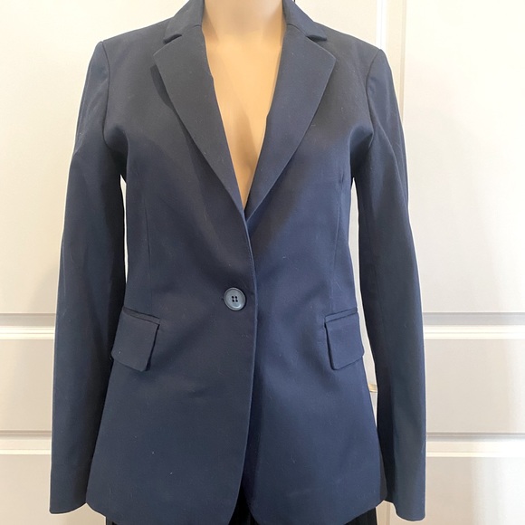 IRIS & INK Navy One Button Cotton Blazer - Picture 4 of 10
